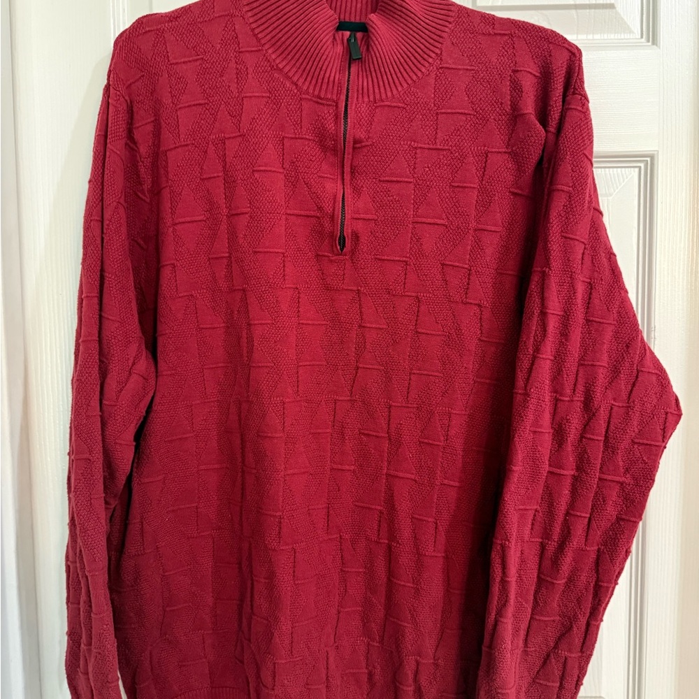 Men's Classic Red Zip-Up Sweater
